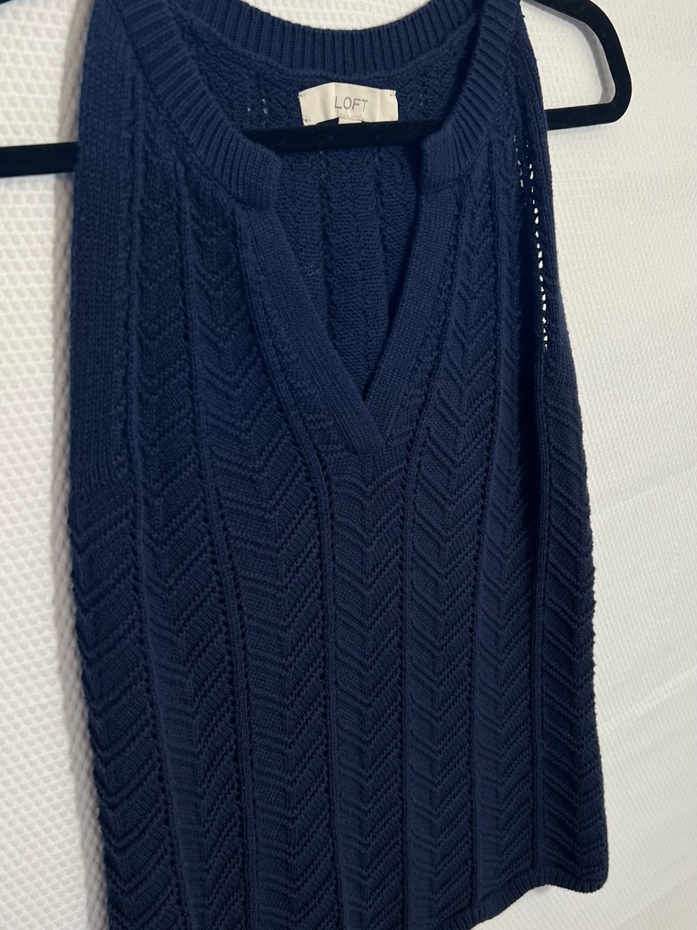 LOFT Navy V-Neck Cable Knit Sweater Vest
